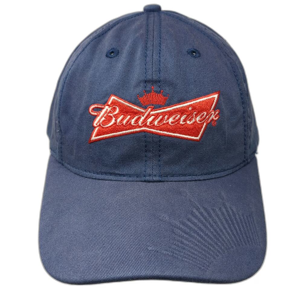 Budweiser Baseball Cap Blue One Size Embroidered Logo Slideback Cotton Hat